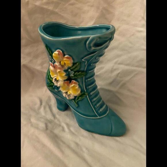 VTG Napco Blue Ceramic Floor Boot Planter - Picture 2 of 9
